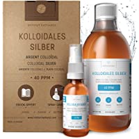 Plata Coloidal 500 ml ● 40 ppm ● Óptima Concentración- Partículas más Pequeñas- Mejores Resultados ● Ecocert Cosmos…